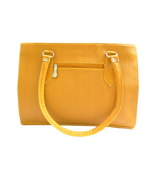 Fragrance Quality Leather Ladies Hand Bags, Prefect Design, 2 Compartments, Mustard Color